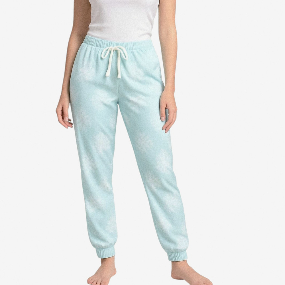 Rene Rofe Women's Blue Snowflake Print Holiday Jogger Pajama Bottoms Size S NWT